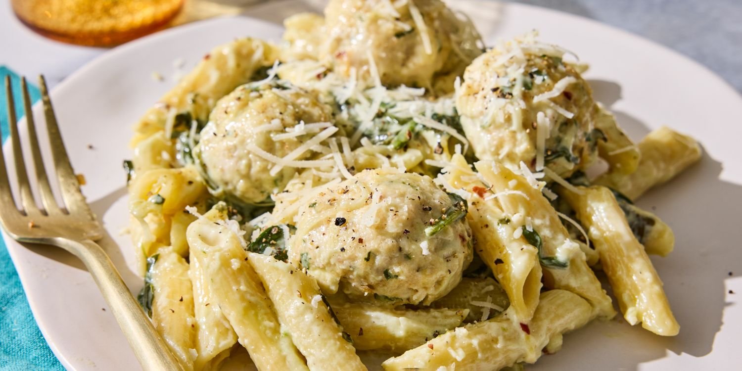 Lemony Chicken Ricotta Meatball Pasta Bake Recipe