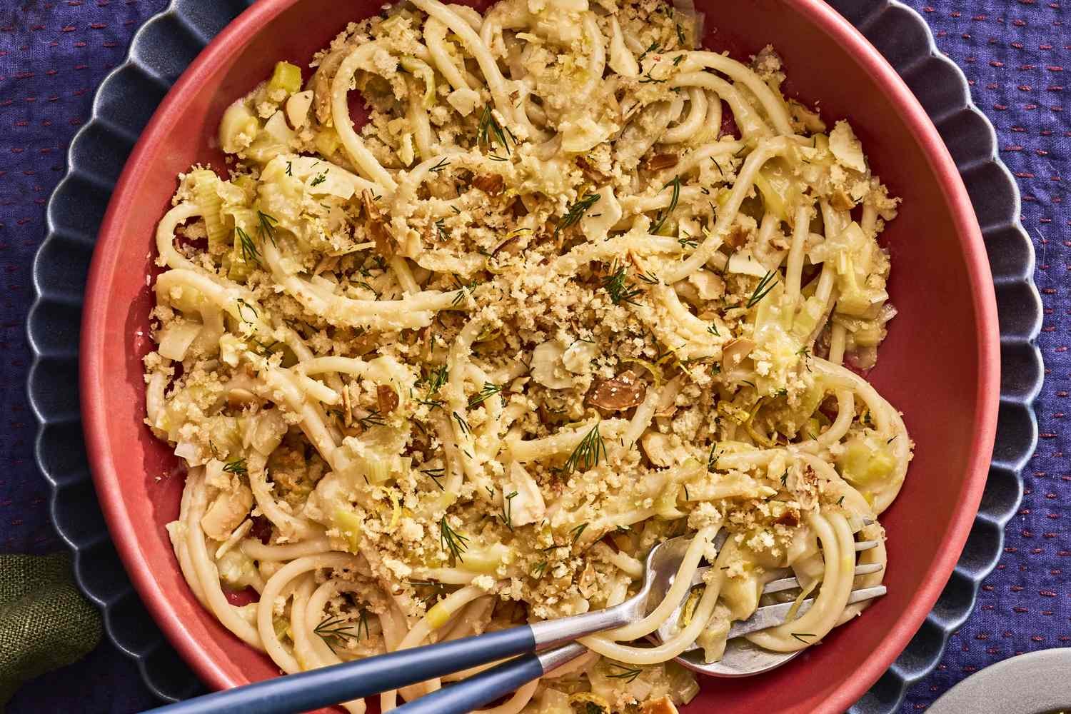 Melted Leek Pasta with Lemon-Dill Breadcrumbs Recipe